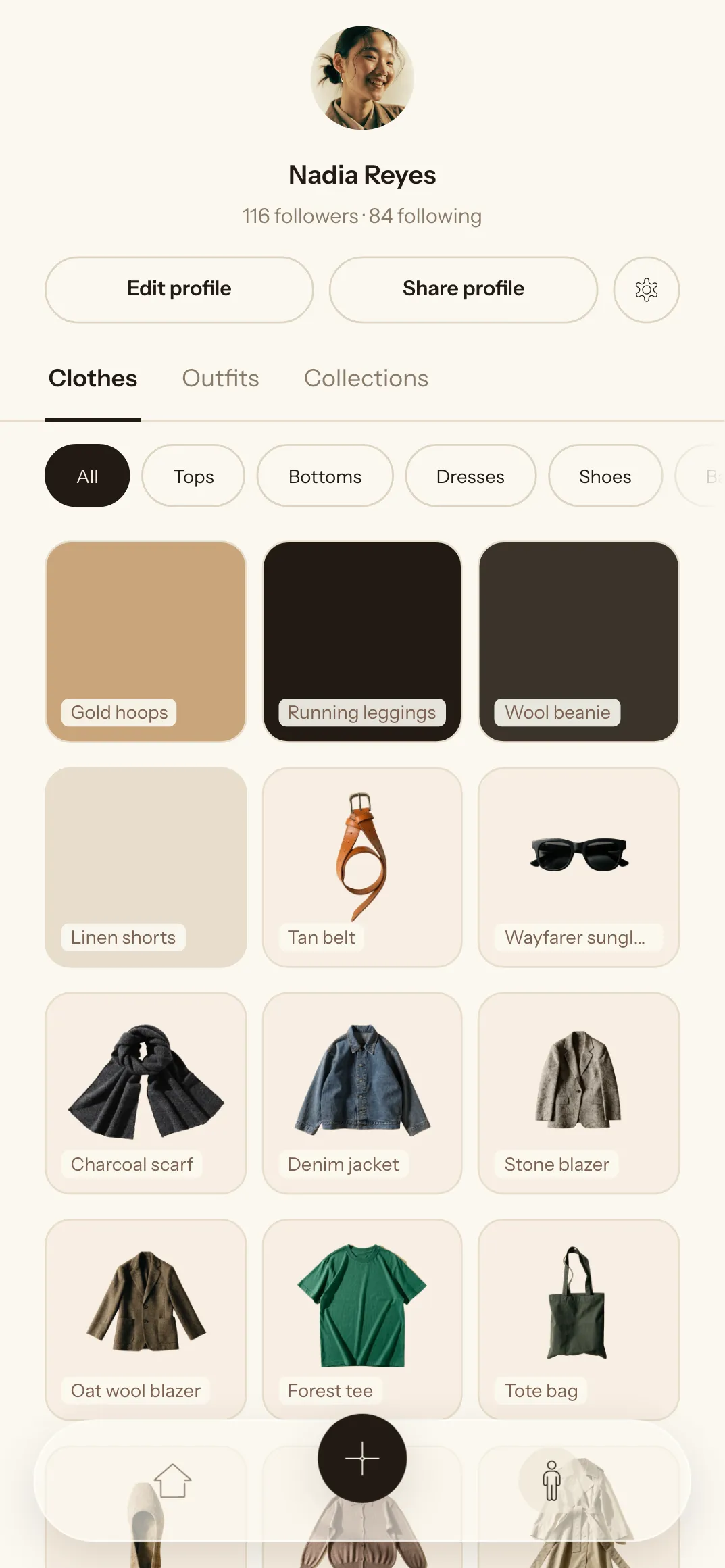 The wardrobe filled with photographed pieces
