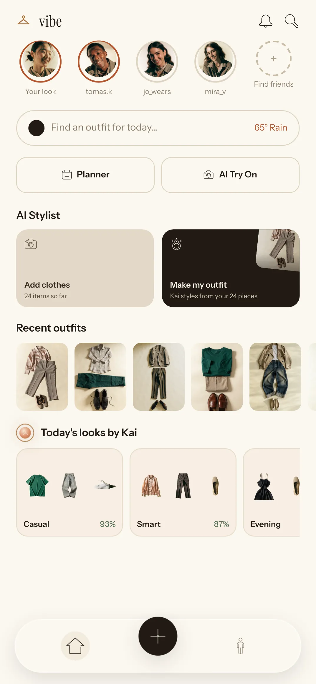 The app's home screen in English